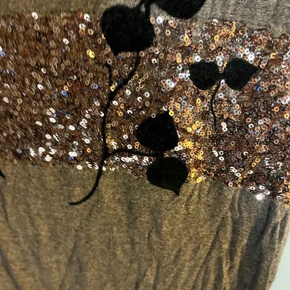 Apt. 9 Brown Sequin Embellished Short Sleeve Tee - Picture 5 of 5